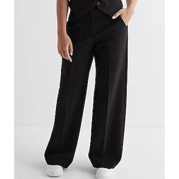 Express Black Mid Rise Trouser Dress Pants Wide Leg Size 11/12 - Picture 7 of 7